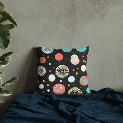 Colorful Dots V2 Black Background Premium Pillow