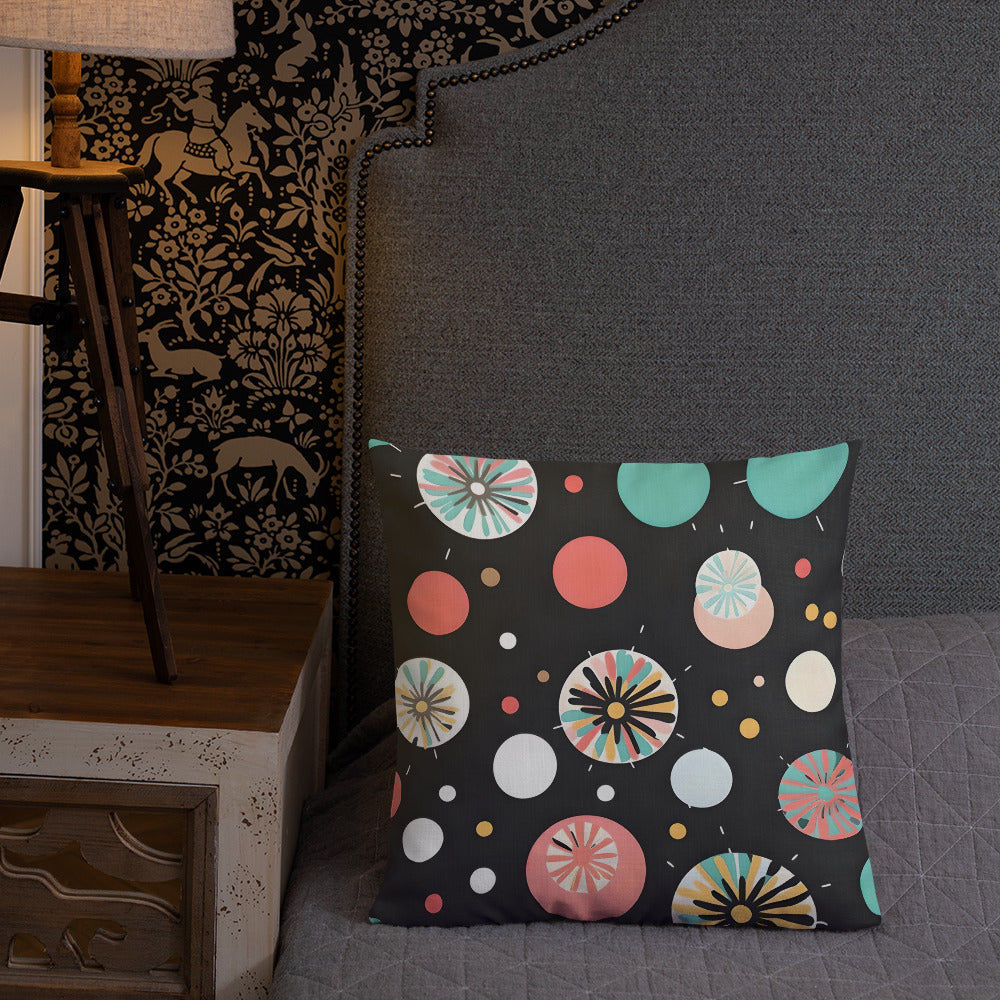 Colorful Dots V2 Black Background Premium Pillow