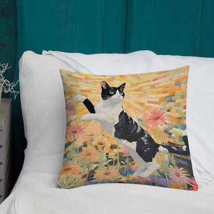 Daisy - Black & White Cat Premium Pillow