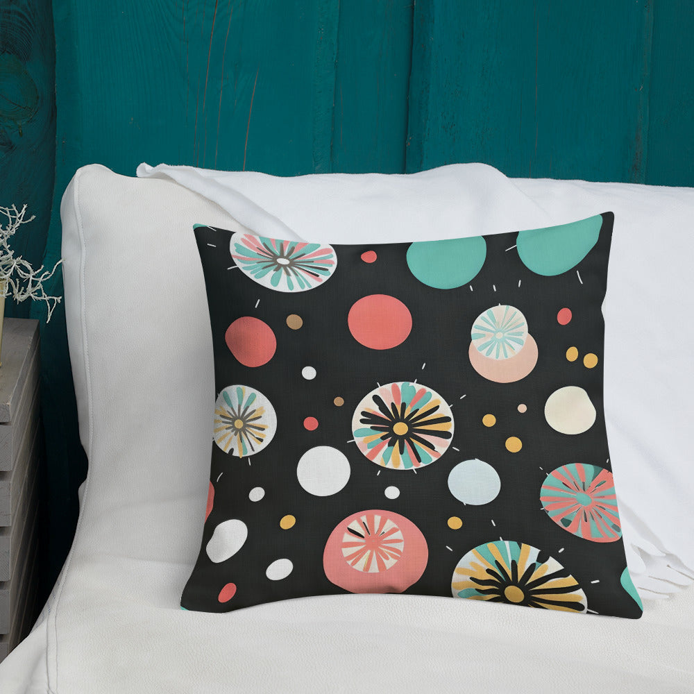 Colorful Dots V2 Black Background Premium Pillow