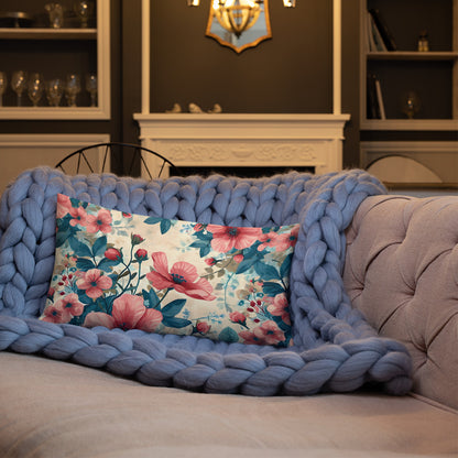 Blue and Pink Dogwood Premium Pillow