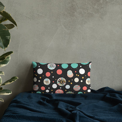 Colorful Dots V2 Black Background Premium Pillow