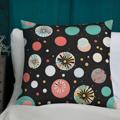 Colorful Dots V2 Black Background Premium Pillow