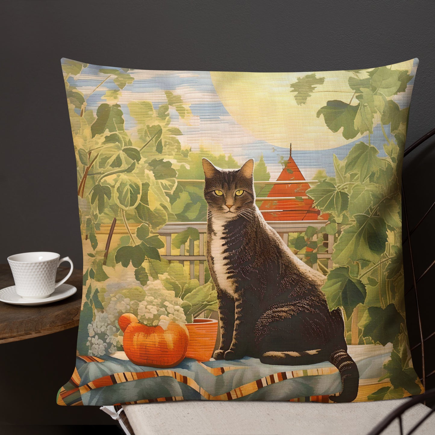 Vincent - Striped Tabby in the Garden Pillow