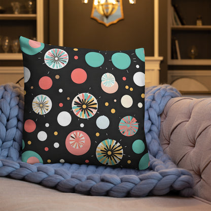 Colorful Dots V2 Black Background Premium Pillow