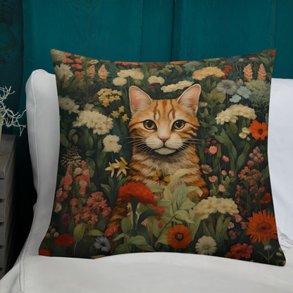 Seymour - Orange Tabby in the Garden Pillow