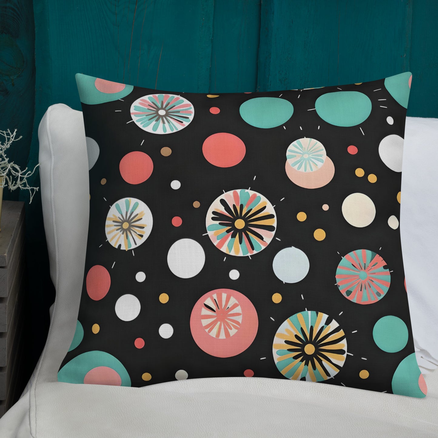 Colorful Dots V2 Black Background Premium Pillow