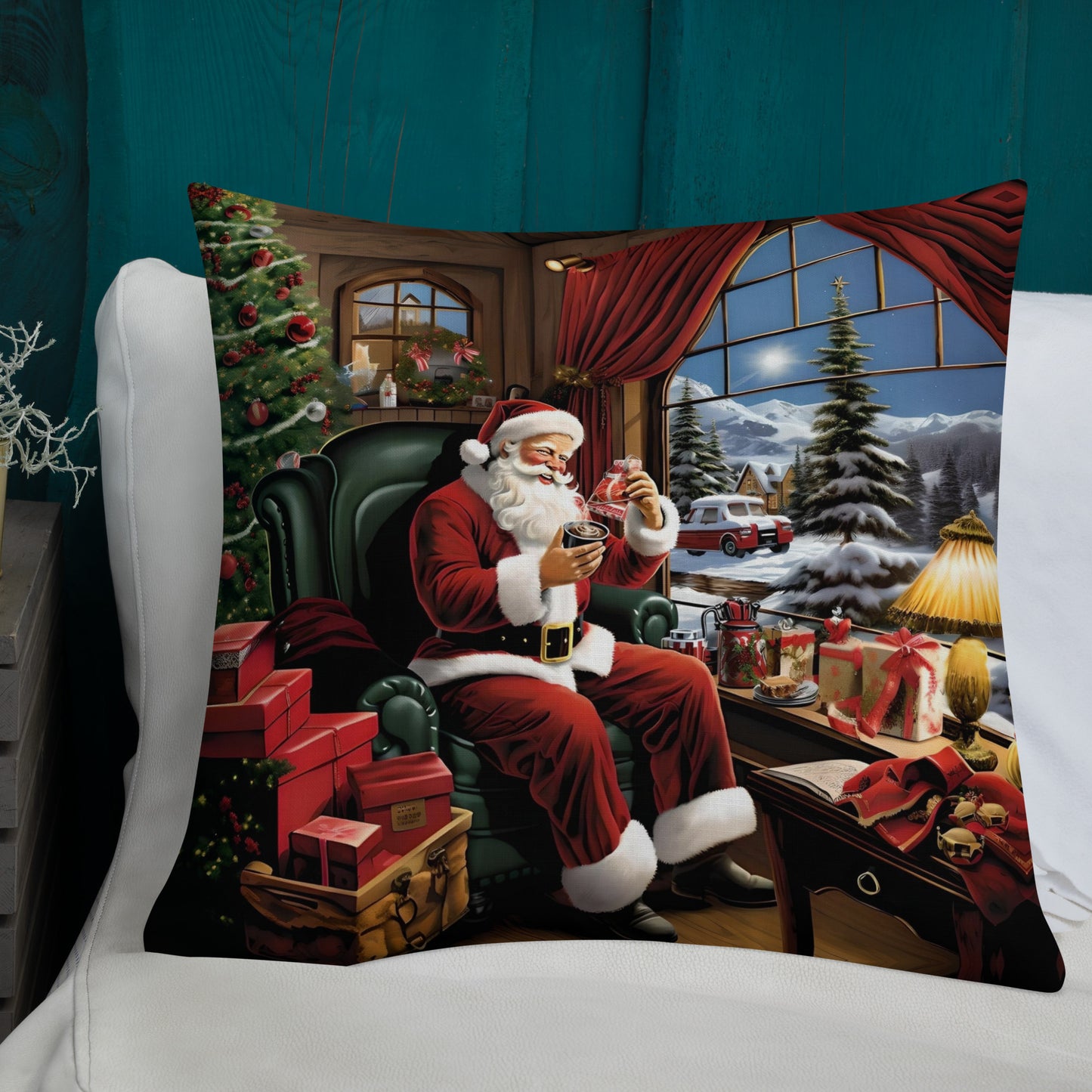 Santa has a Snack Premium Pillow