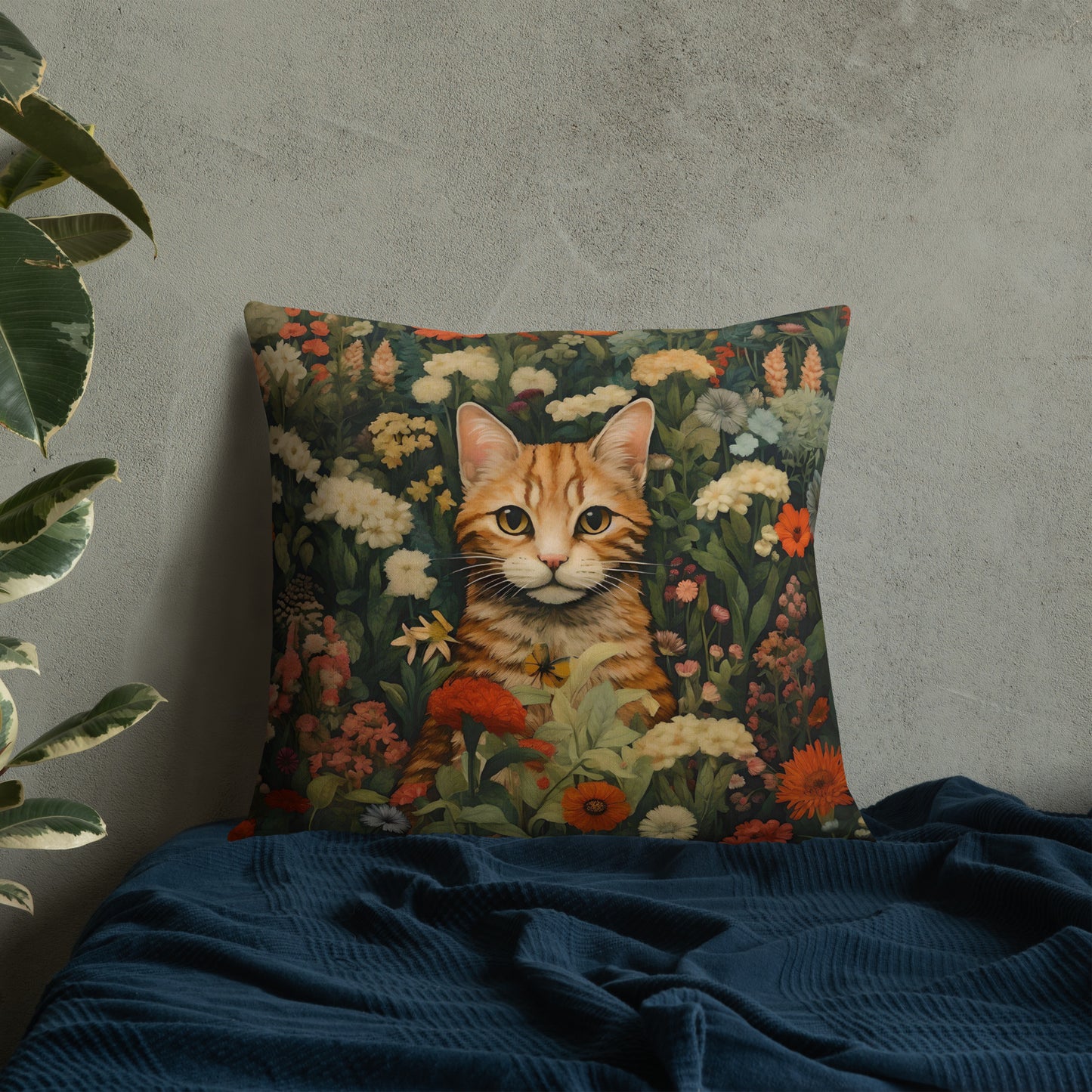 Seymour - Orange Tabby in the Garden Pillow