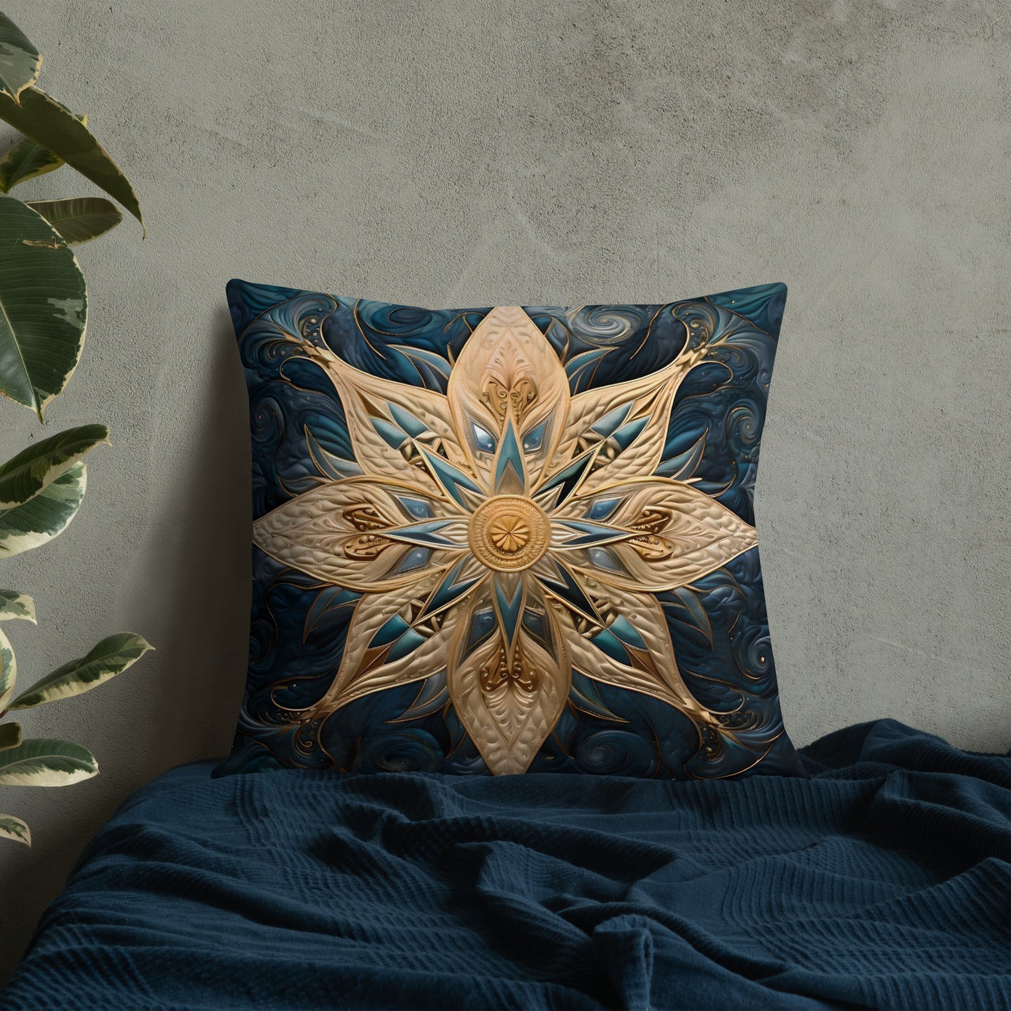 Gold and Blue Star Premium Pillow