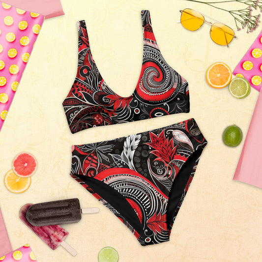 Zendoodle High-Waisted Bikini - Black and Red