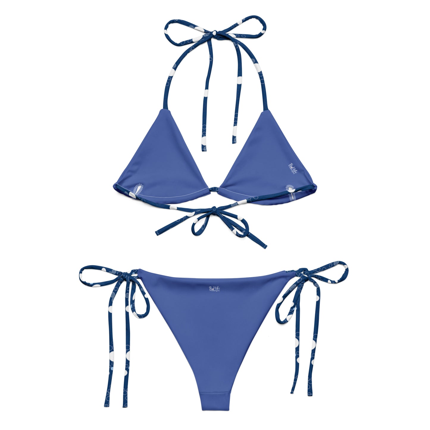 Blue and White Polka Dot String Bikini
