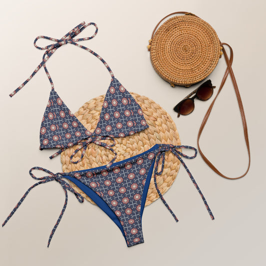 Red White & Blue Stars - All-over Print Recycled String Bikini