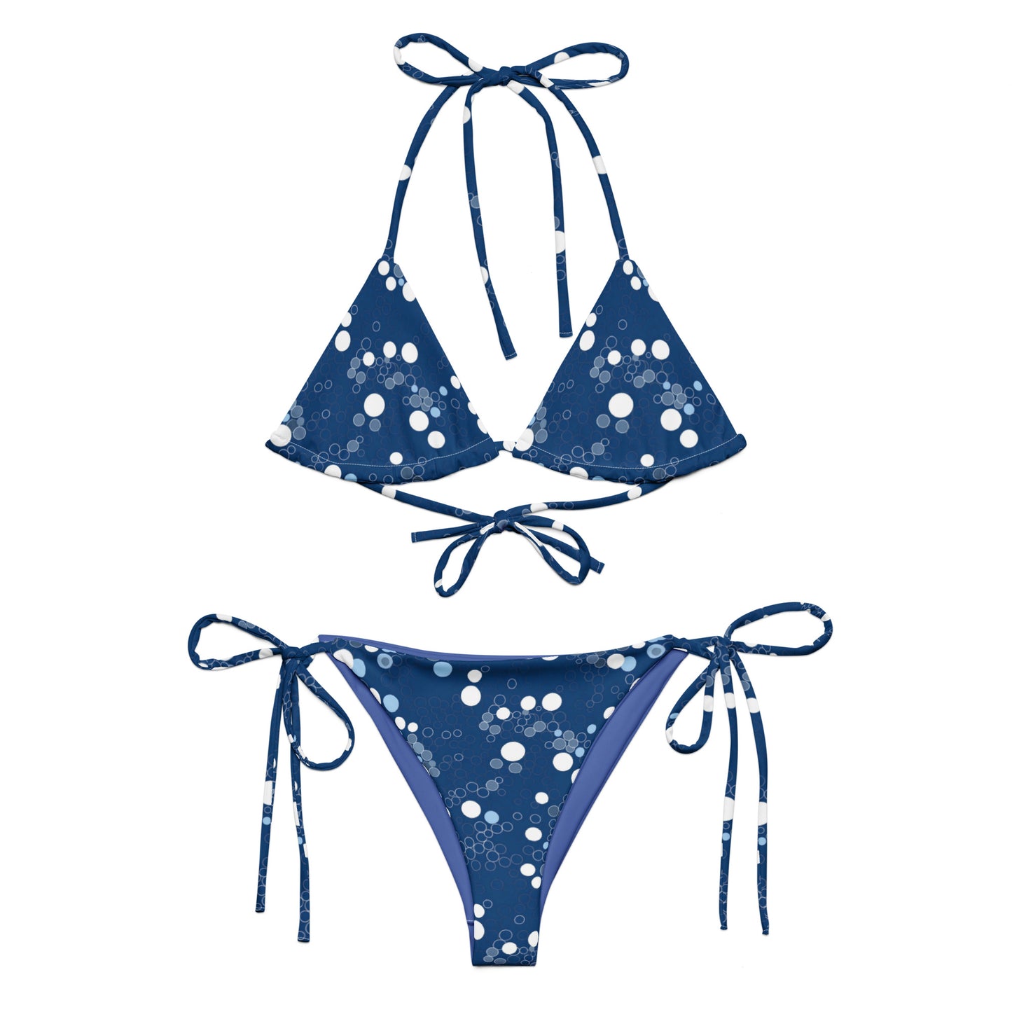 Blue and White Polka Dot String Bikini