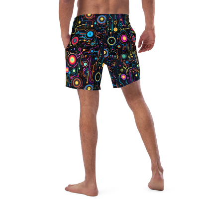 Neon Retro Circuitry Men's Swim Trunks