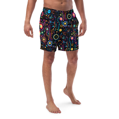 Neon Retro Circuitry Men's Swim Trunks