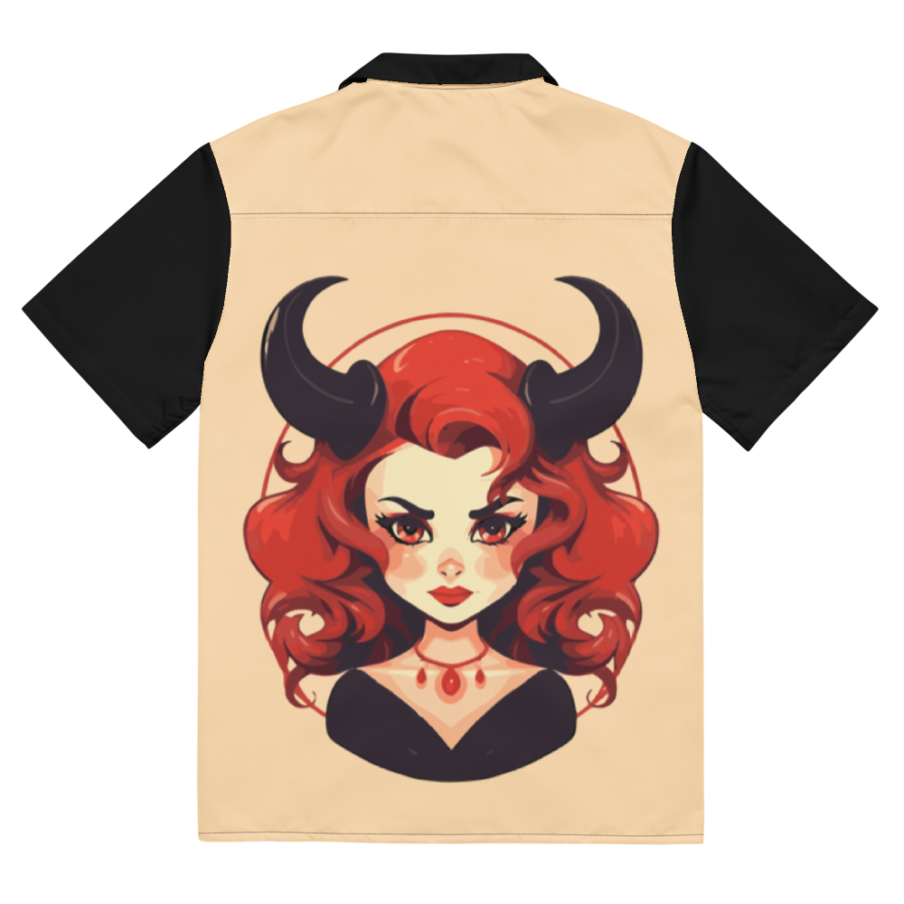 Red-Headed Devil Woman Button-Down Shirt