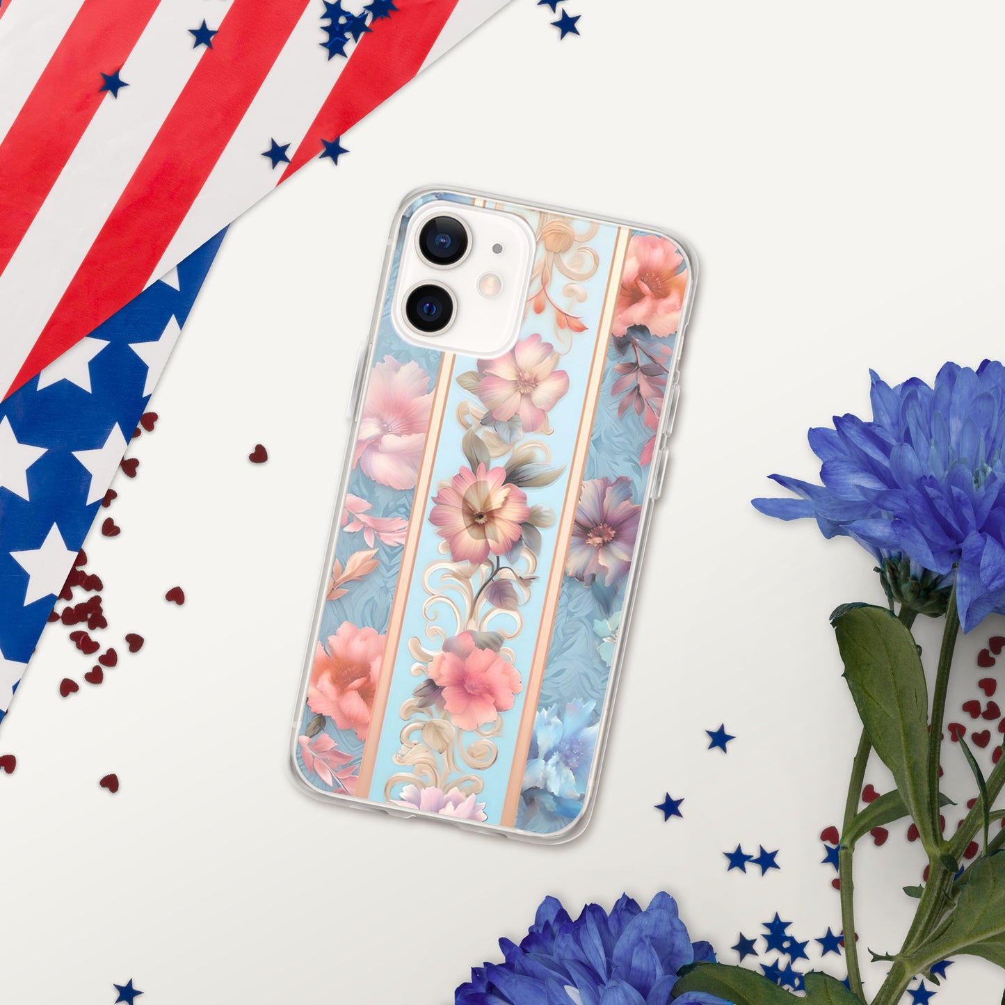 Floral Stripe Clear Case for iPhone®