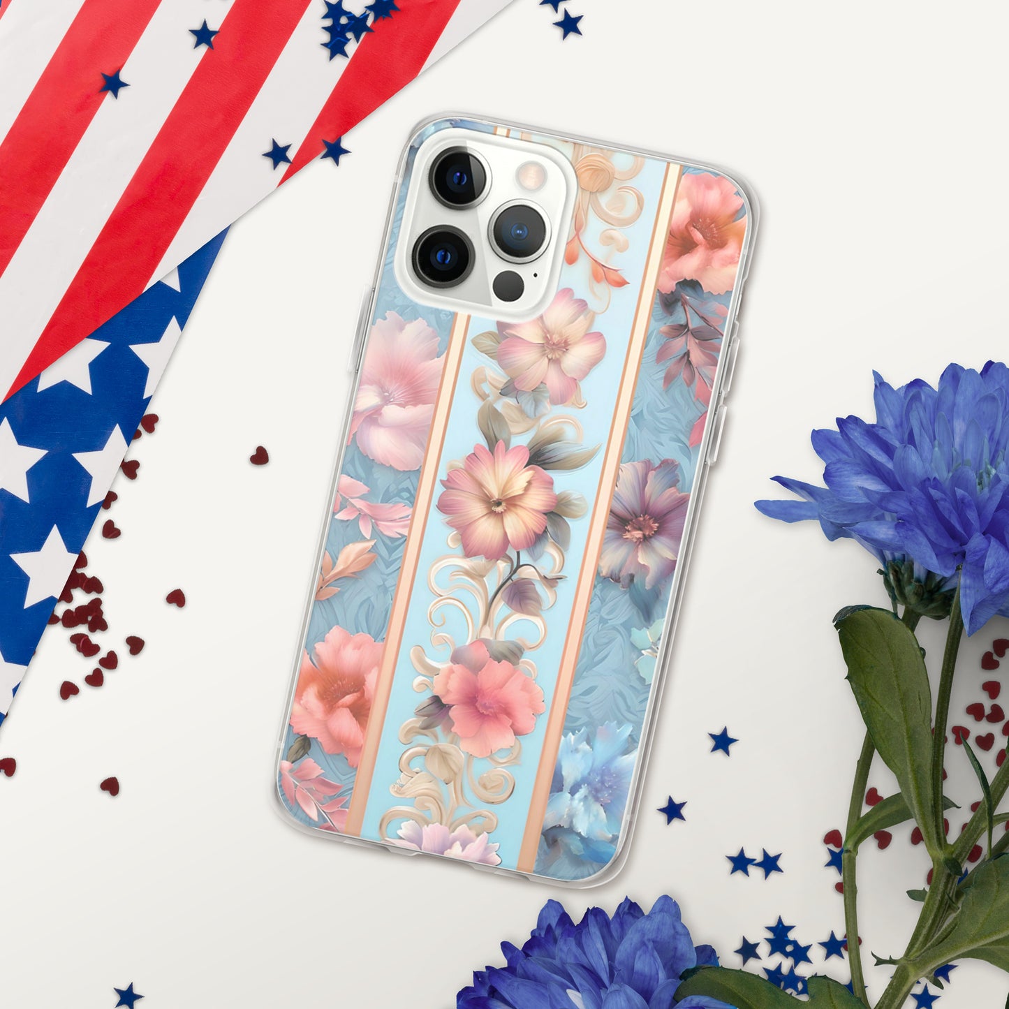 Floral Stripe Clear Case for iPhone®