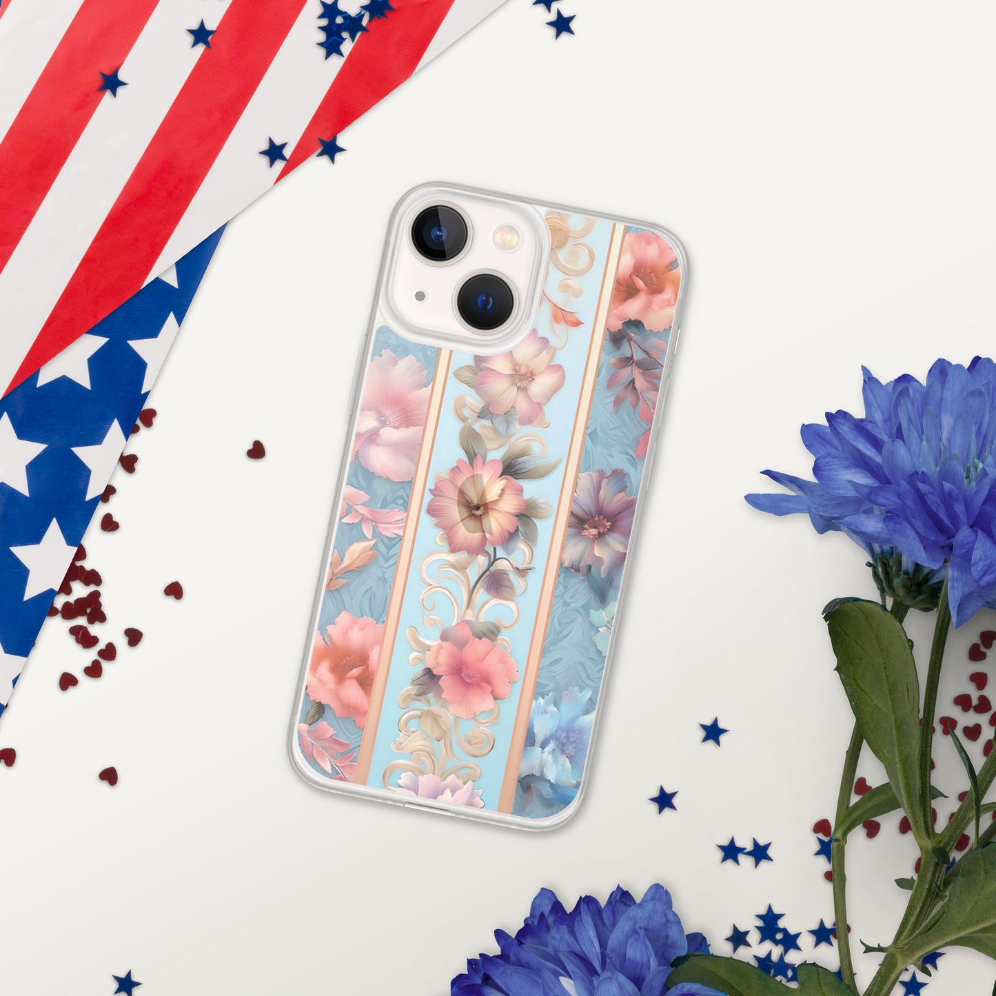 Floral Stripe Clear Case for iPhone®