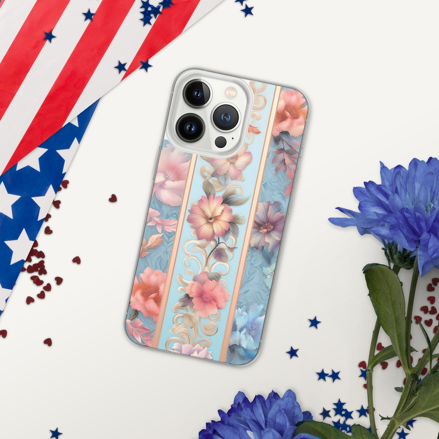 Floral Stripe Clear Case for iPhone®