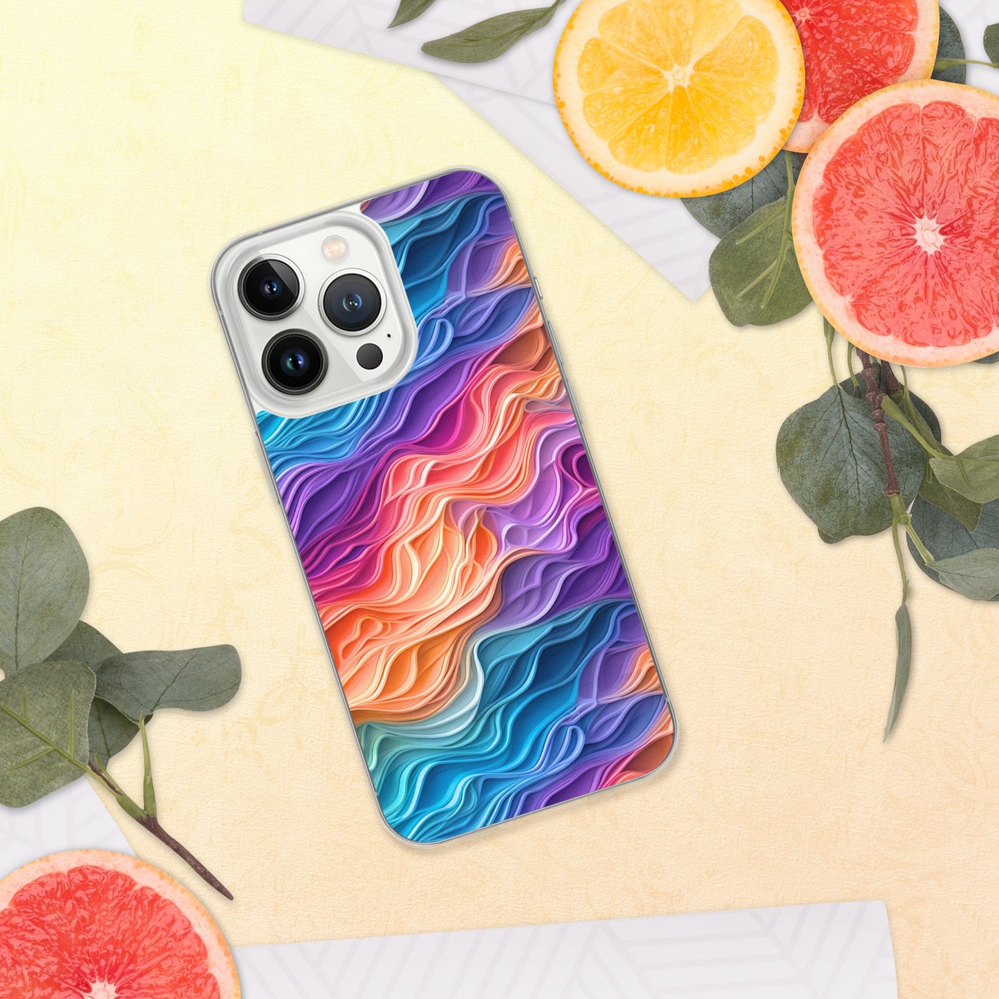 Rainbow Waves Clear Case for iPhone®