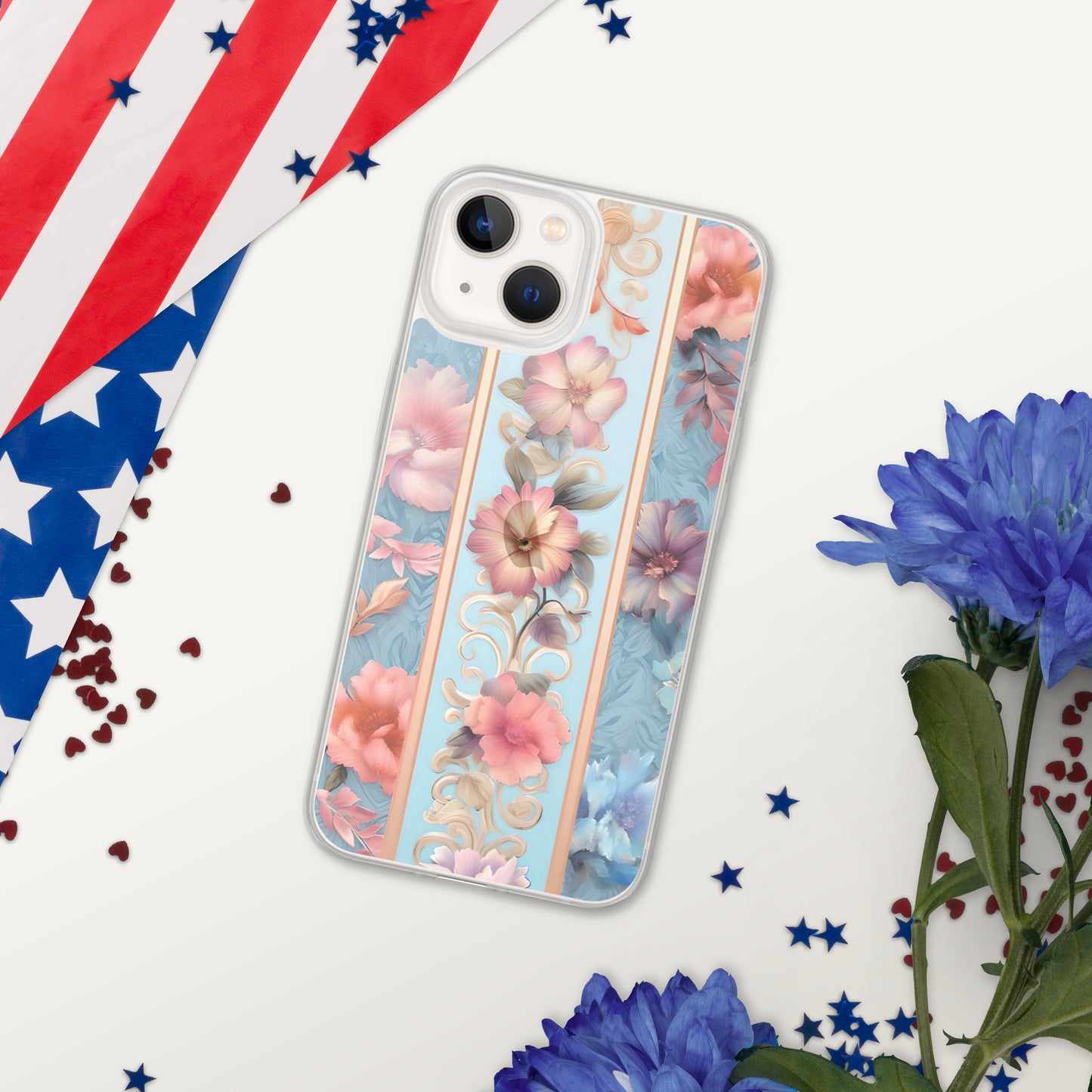 Floral Stripe Clear Case for iPhone®