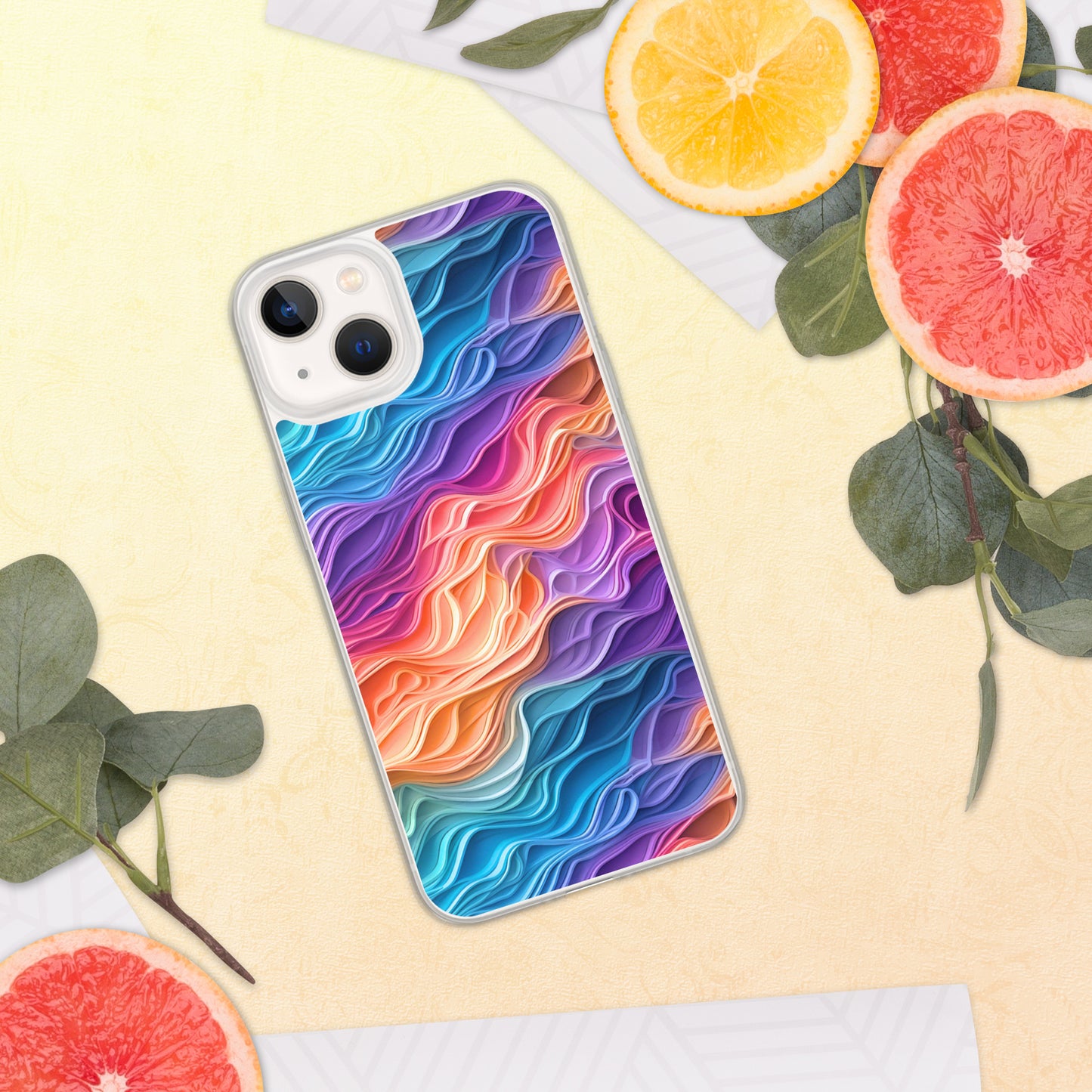 Rainbow Waves Clear Case for iPhone®