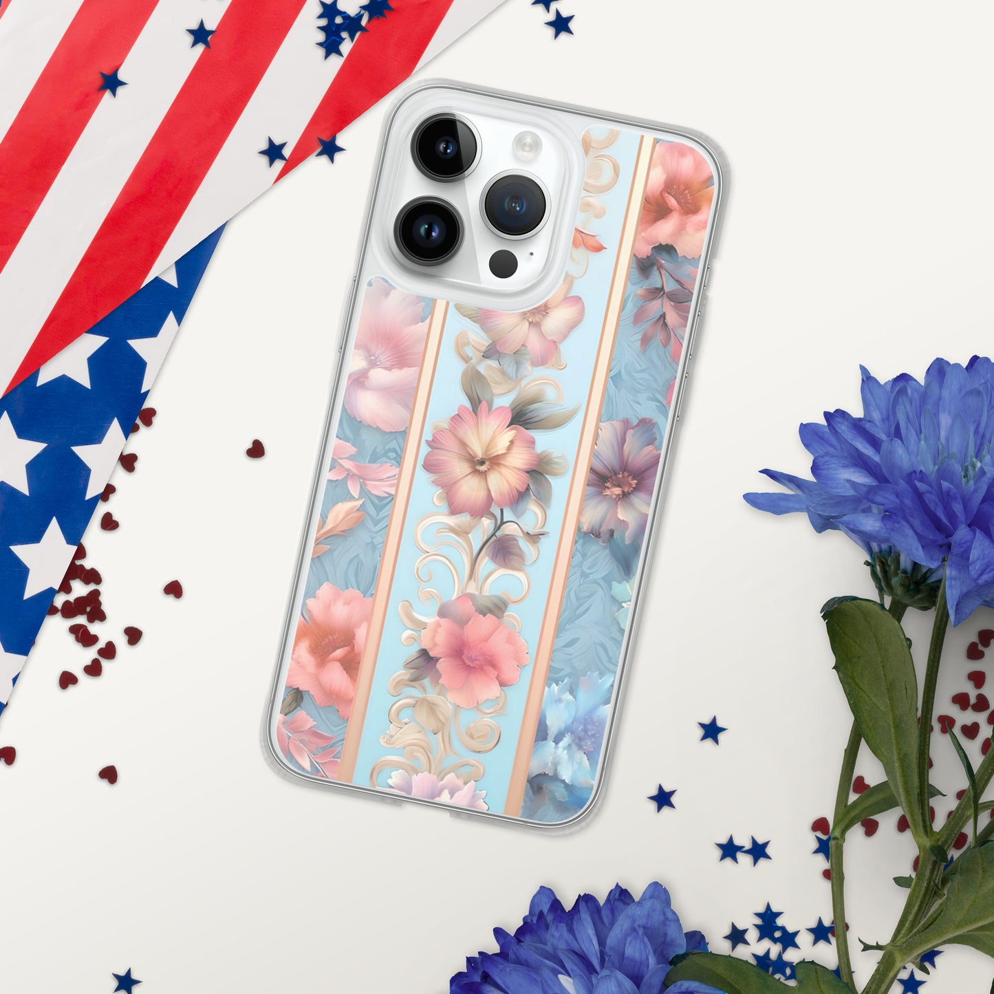 Floral Stripe Clear Case for iPhone®