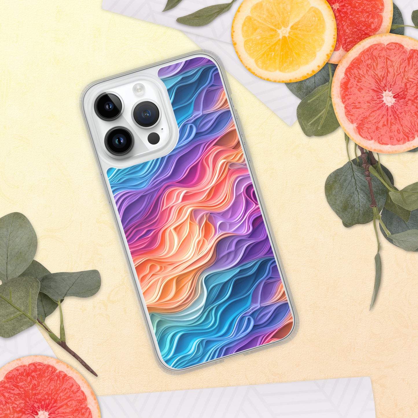 Rainbow Waves Clear Case for iPhone®