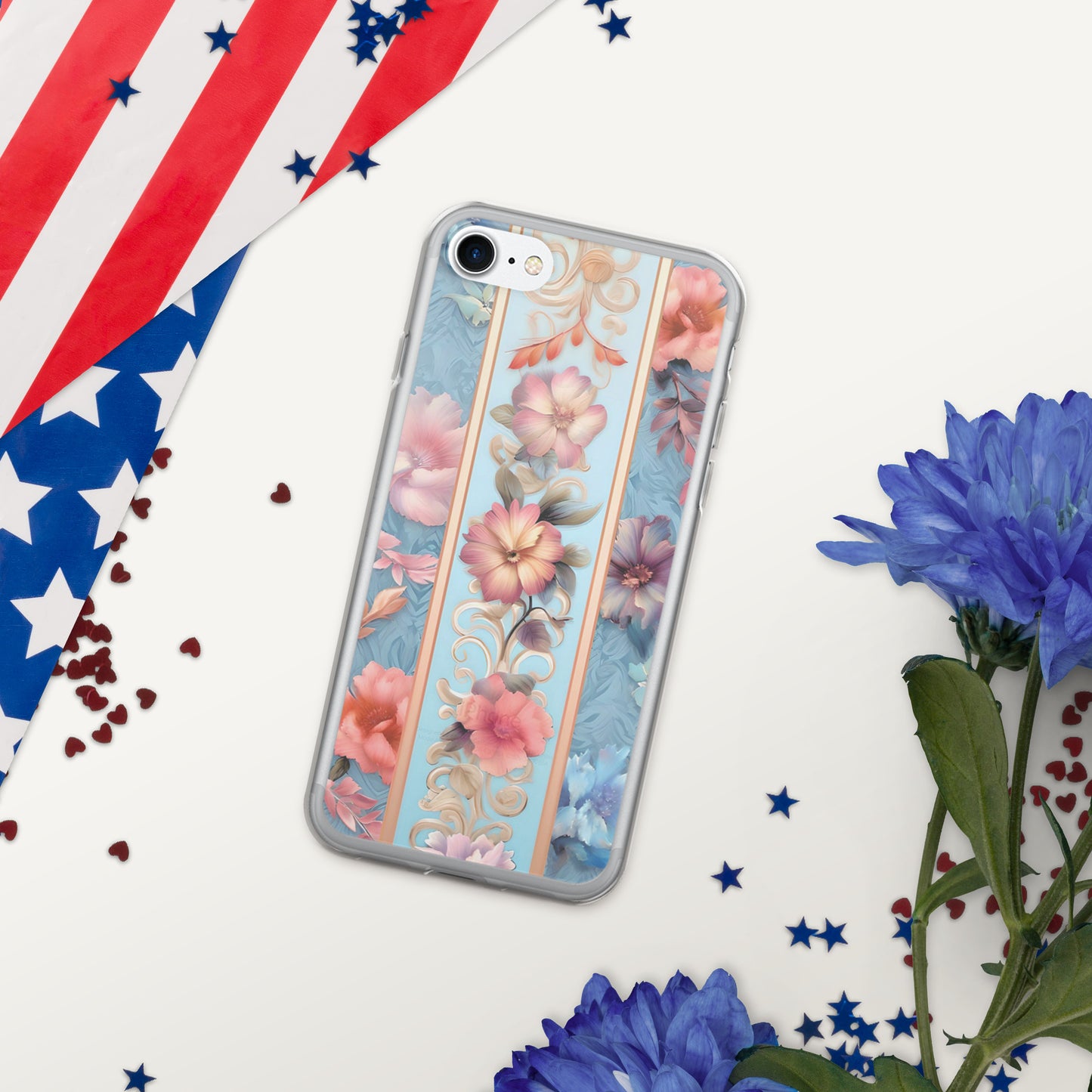 Floral Stripe Clear Case for iPhone®