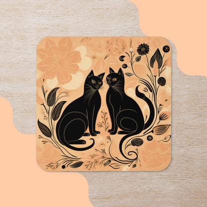 Folk Art Black Cats Coaster V1