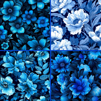 Luminous Blue Seamless Floral Papers