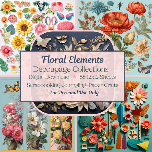 Floral Elements Decoupage Collections