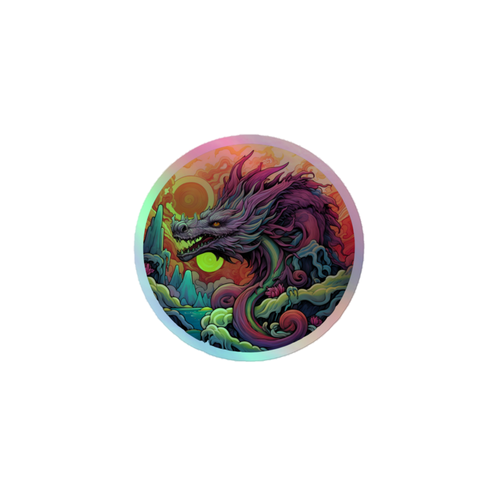 Psychedelic Dragons Holographic Stickers