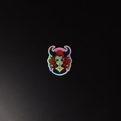 Red Headed Devil Woman Holographic stickers