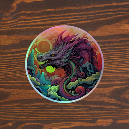 Psychedelic Dragons Holographic Stickers