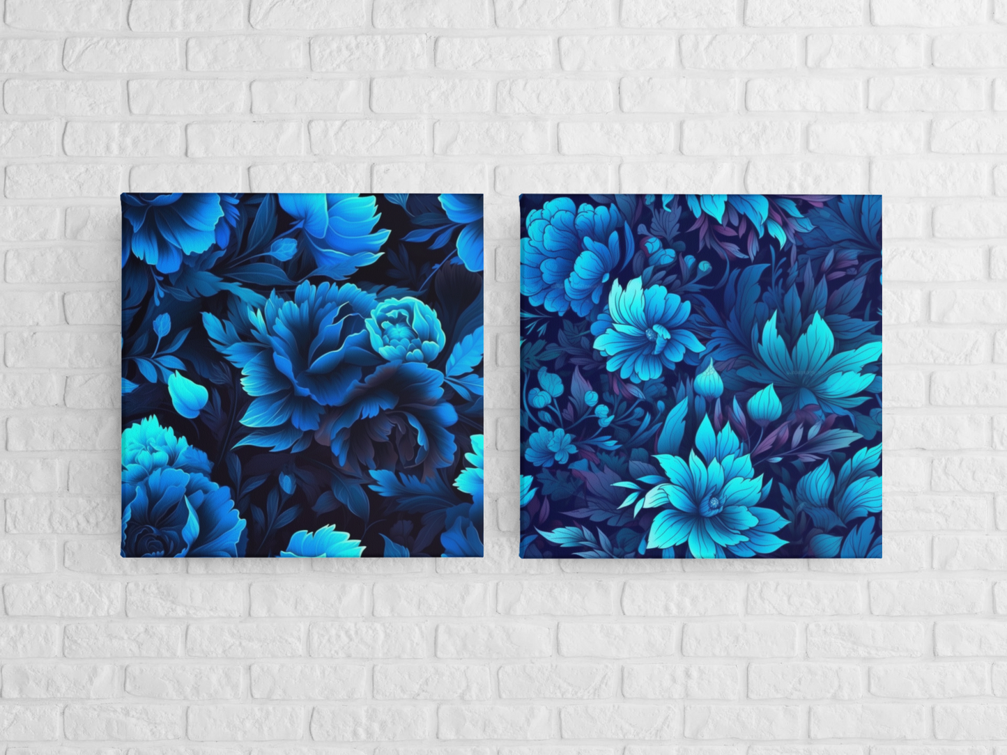 Luminous Blue Seamless Floral Papers