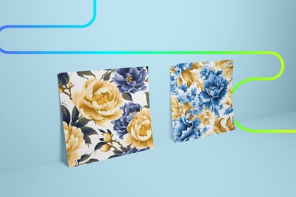 Blue & Yellow Seamless Floral Papers