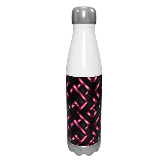 Metallic Pink and Black Stainless Steel Water Bottle