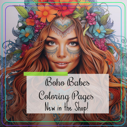 Boho Babes Coloring Pages Digital Download
