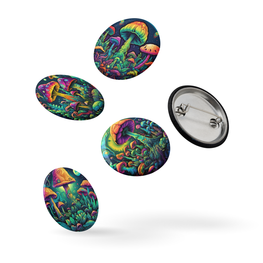 Psychedelic Mushroom Set of Pin Buttons