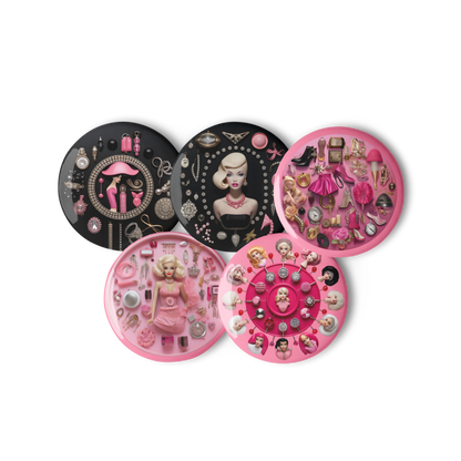 Doll Head Set of Pin Buttons