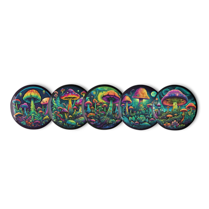 Psychedelic Mushroom Set of Pin Buttons