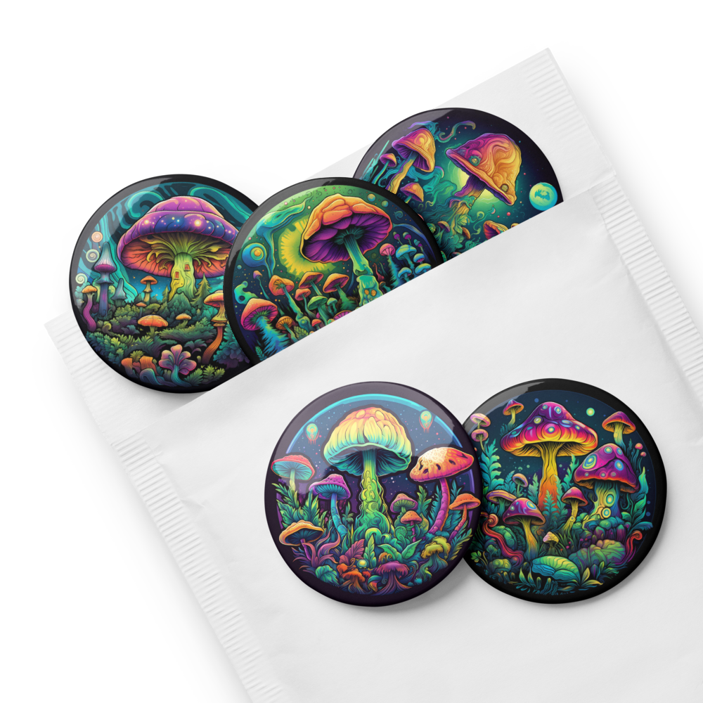 Psychedelic Mushroom Set of Pin Buttons