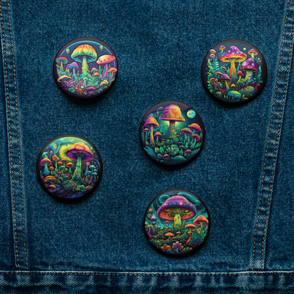 Psychedelic Mushroom Set of Pin Buttons