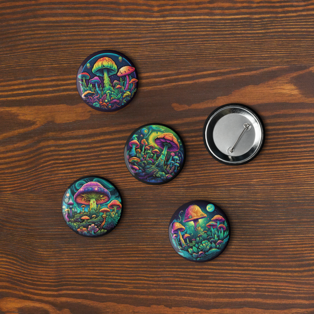 Psychedelic Mushroom Set of Pin Buttons