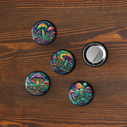 Psychedelic Mushroom Set of Pin Buttons