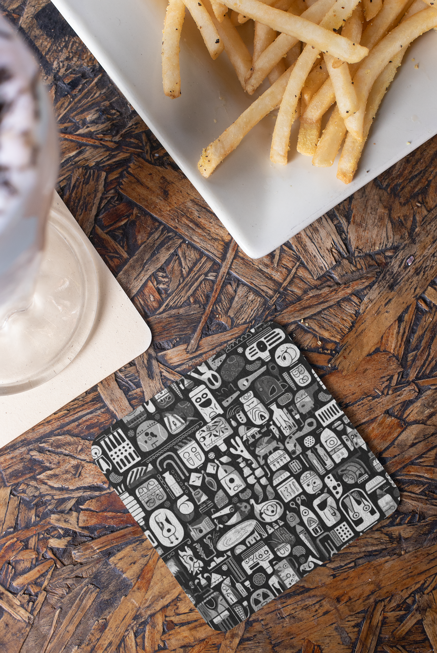 Black and White Abstract Cork-back Coaster