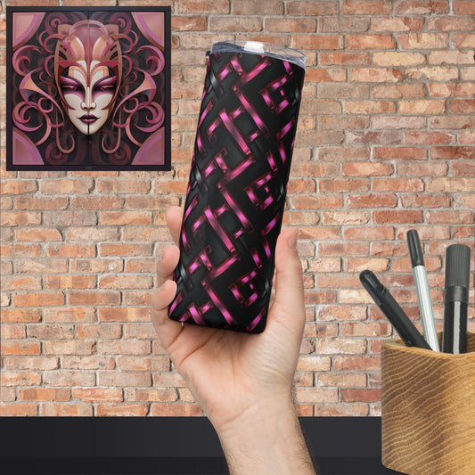 Metallic Pink and Black Stainless Steel Tumbler